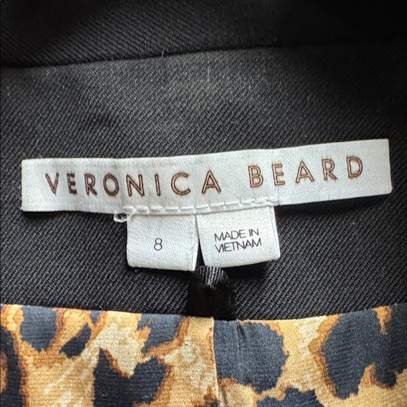 Veronica Beard Black Jacket with Animal Print Accent - Picture 2 of 8
